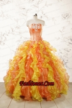2015 Luuxurious Strapless Appliques and Ruffles Puffy Quinceanera Dresses  FNAO241FOR