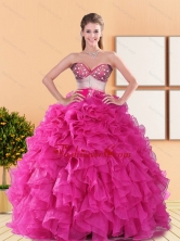 2015 Modest Sweetheart Quinceanera Dresses with Beading and Ruffles QDDTA50002-1FOR