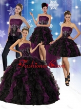 2015 Multi Color Strapless Quinceanera Dress with Ruffles and Embroidery  QDZY027TZA2FOR