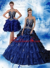 2015 Navy Blue Sweetheart Quinceanera Dress with Ruffles and Embroidery QDZY319TZFOR