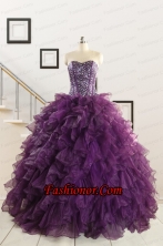 2015 New Style Purple Quinceanera Dresses with Beading and Ruffles FNAO698FOR