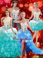 2015 New Style Sweetheart Quinceanera Dresses with Beading and Ruffles SJQDDT39001FOR