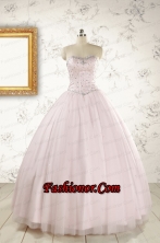 2015 Pretty Beading Light Pink Quinceanera Dresses FNAO800FOR