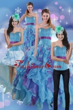 2015 Pretty Multi Color Dresses for Quince with Ruffles and Beading XFNAO783TZA1FOR