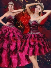 2015 Pretty Multi Color Sweetheart Quince Dresses with Beading and Ruffles QDZY689TZFOR