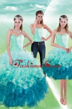 2015 Romantic Multi Color Sweetheart Quince Dresses with Beading and Ruffles XFNAO5640TZA1FOR