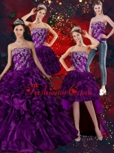 2015 Strapless Ball Gown Quinceanera Dress with Embroidery and Ruffles QDZY244TZA2FOR