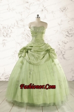 2015 Sweetheart Beading Quinceanera Dress in Yellow Green FNAO193FOR