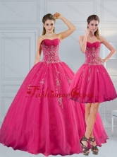 2015 Sweetheart Hot Pink Quinceanera Dress with Appliques and Beading QDZY209TZFOR