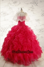 2015 Pretty Beading Red Quinceanera Dresses with Sweetheart FNAO293AFOR