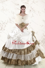 2015 Unique Strapless Leopard Quinceanera Dresses with Hand Made Flower XFNAO437CFOR 