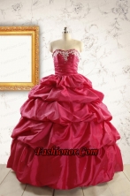 Appliques 2015 Hot Pink Quinceanera Dresses with Lace Up FNAO5824-1FOR