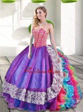 Beautiful Sweetheart Beading and Ruffles 2015 Quinceanera Dresses in Multi Color QDDTA63002-1FOR