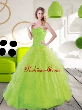 Beautiful Sweetheart Spring Green 2015 Quinceanera Dresses with Beading and Ruffles QDDTD12002FOR