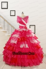 Cheap One Shoulder Beading Quinceanera Dresses for 2015 FNAO239AFOR