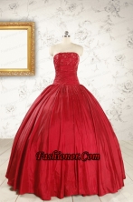 Cheap Red Strapless Sweet 16 Dresses with Beading FNAO597FOR