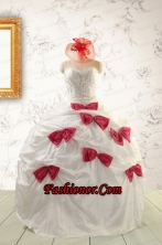 Cheap White Quinceanera Dresses with Beading and Bowknots For 2015  FNAO722FOR