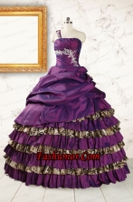 Classic One Shoulder Quinceanera Dresses with Beading and Leopard FNAO392FOR