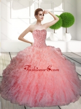 Decent Ball Gown Beading and Ruffles Quinceanera Dresses for 2015 QDDTD3002FOR