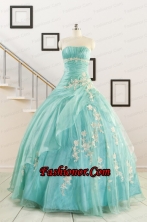 Discount Blue Quinceanera Dresses with Appliques for 2015 FNAO685FOR