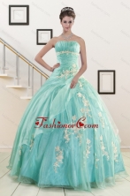 Discount Blue Quinceanera Dresses with Appliques for 2015 XFNAO685FOR