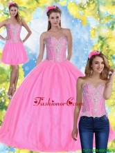 Elegant Ball Gown Pink 2015 Summer Quinceanera Dresses with Beading SJQDDT52001FOR