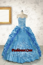 Elegant Sweetheart Embroidery Sweet 16 Dress in Blue FNAOA36FOR