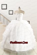 Exquisite Appliques White Brush Train Quinceanera Dresses for 2015 FNAO5851FOR