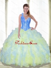 Gorgeous Beading and Ruffles Sweetheart Multi Color Quinceanera Dresses for 2015 SJQDDT21002-1FOR