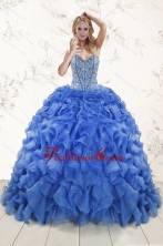 Hot Sale Beaded Royal Blue Sweet 15 Dresses with Sweep Train XFNAO5961FOR