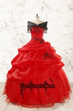 Most Popular Appliques Red Quinceanera Dresses for 2015 FNAO508AFOR