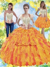 New Arrival Beaded Sweetheart Quinceanera Dresses with Ruffles for 2015 Summer SJQDDT38001FOR