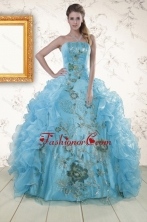 New Style Embroidery 2015 Quinceanera Dresses in Baby Blue XFNAO295FOR