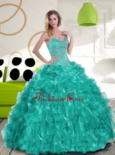 New Style Sweetheart Beading and Ruffles Quinceanera Dress for 2015 QDDTC24002-1FOR
