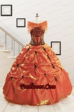 Orange Red and Black Sweetheart Appliques Quinceanera Dresses with Wraps FNAO035AFOR