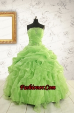 Perfect Green Quinceanera Dresses with Beading and Ruffles FNAO882FOR