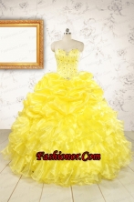 Popular Sweetheart Yellow Quinceanera Dresses with Beading FNAOA03FOR