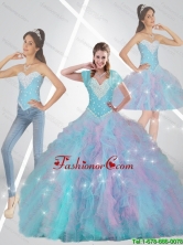 Pretty Multi Color Quinceanera Dresses with Beading and Ruffles for 2015 Fall SJQDDT80001FOR