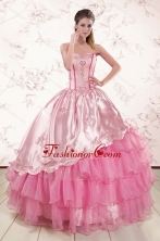 Remarkble Sweetheart Pink Quinceanera Dresses with Embroidery XFNAO417FOR