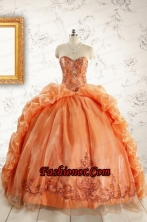 Unique Appliques Brush Train Quinceanera Dresses in Orange FNAO5750-2FOR