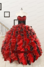 Unique Beaded Sweetheart Organza Quinceanera Dress in Multi-color FNAOA32FOR