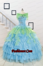 Wonderful Multi-color Strapless Beading Quinceanera Dress for 2015 FNAO255AFOR