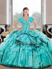 Wonderful Sweetheart Beading and Ruffles Turquoise Quinceanera Dresses for 2015 Spring QDDTA22002FOR