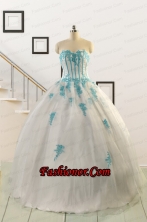 2015 Affordable White Quinceanera Dresses with Appliques FNAO816FOR