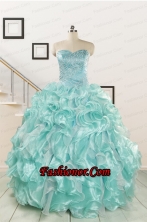 2015 Beautiful Beading Quinceanera Dresses in Apple Green FNAO5825FOR