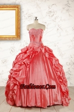 2015 Beautiful Sweetheart Beading Quinceanera Dresses in Watermelon FNAO265FOR