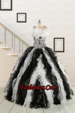 2015 Black and White Sweetheart Dress for Quinceanera with Ruffles  FNAO776BFOR