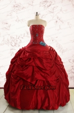 2015 Cheap Strapless Quinceanera Dresses with Beading FNAO546FOR
