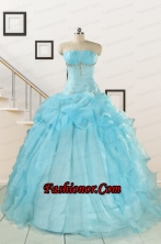 2015 Elegant Aqua Blue Quinceanera Dresses with Beading FNAO820FOR