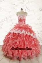 2015 Fashionable Strapless Watermelon Quinceanera Dresses FNAO018FOR 